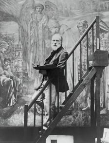 Edward Burne-Jones at work on the Star of Bethlehem, 1895. Creator: Barbara Leighton