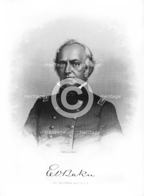 Edward Dickinson Baker, American politician, lawyer, and military leader, (1872).Artist: John A O'Neill