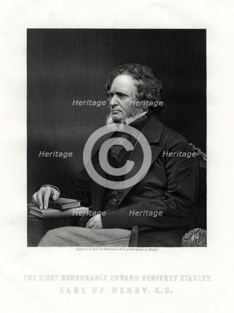 Edward Geoffrey Smith-Stanley, 14th Earl of Derby, British statesman, c1850-1899.Artist: W Holl
