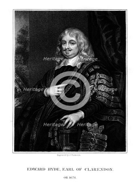 Edward Hyde, 1st Earl of Clarendon, English historian and statesman, (1824).Artist: J Thomson