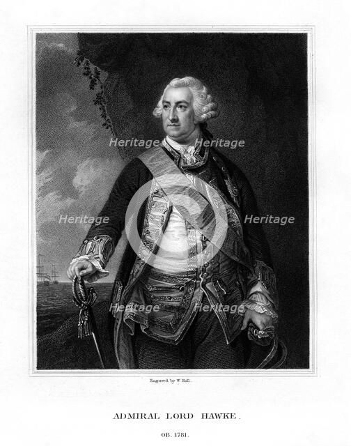 Edward Hawke, 1st Baron Hawke, British admiral, (1833).Artist: W Holl
