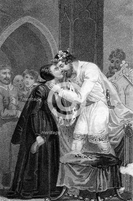 Edward IV receiving the widows' contribution, 15th century (19th century).Artist: Mackenzie