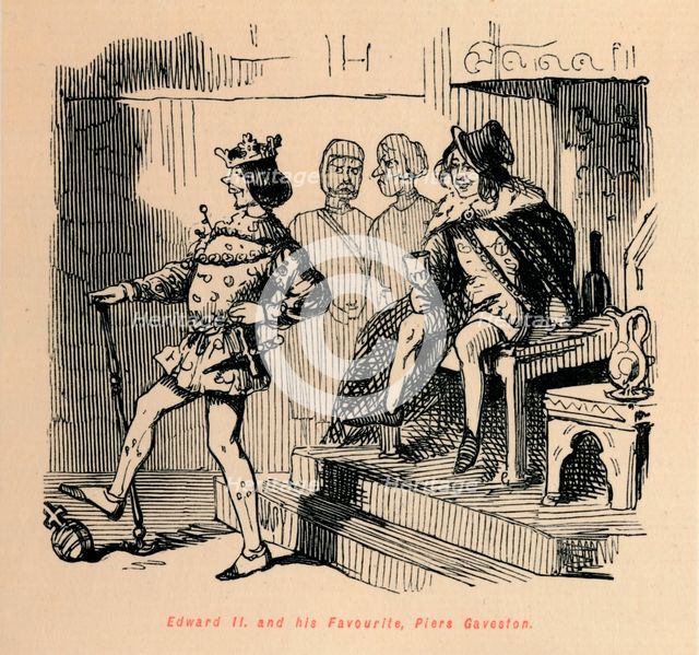 'Edward II. and his Favourite, Piers Gaveston', c1860, (c1860). Artist: John Leech.