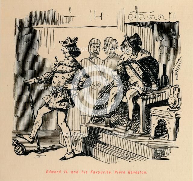 'Edward II. and his Favourite, Piers Gaveston', c1860, (c1860). Artist: John Leech.