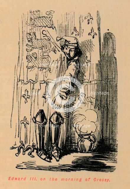 'Edward III on the morning of Cressy', c1860, (c1860). Artist: John Leech.