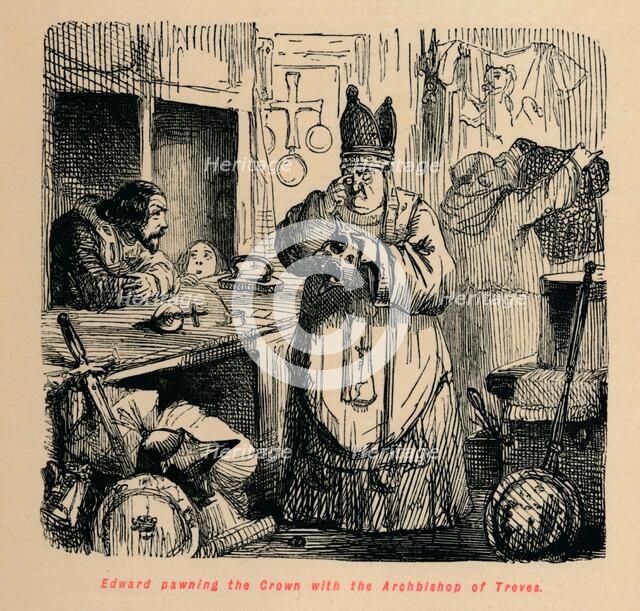 'Edward pawning the Crown with the Archbishop of Treves', c1860, (c1860). Artist: John Leech.