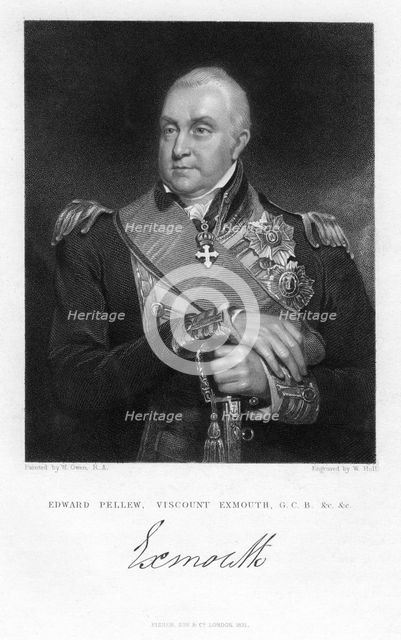 Edward Pellew, 1st Viscount Exmouth, British naval officer, 1831.Artist: W Holl