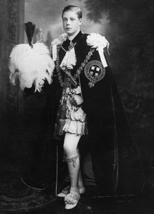 Edward, Prince of Wales wearing robes of the Order of the Garter, 1911. Creator: Unknown