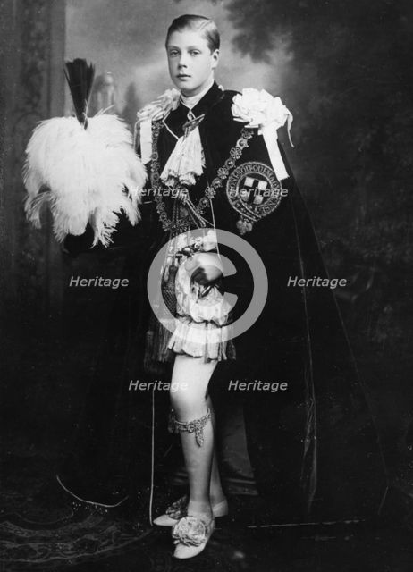 Edward, Prince of Wales wearing robes of the Order of the Garter, 1911. Creator: Unknown.