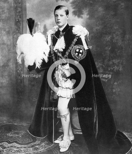 Edward, Prince of Wales as a Knight of the Garter, early 20th century. Artist: Unknown