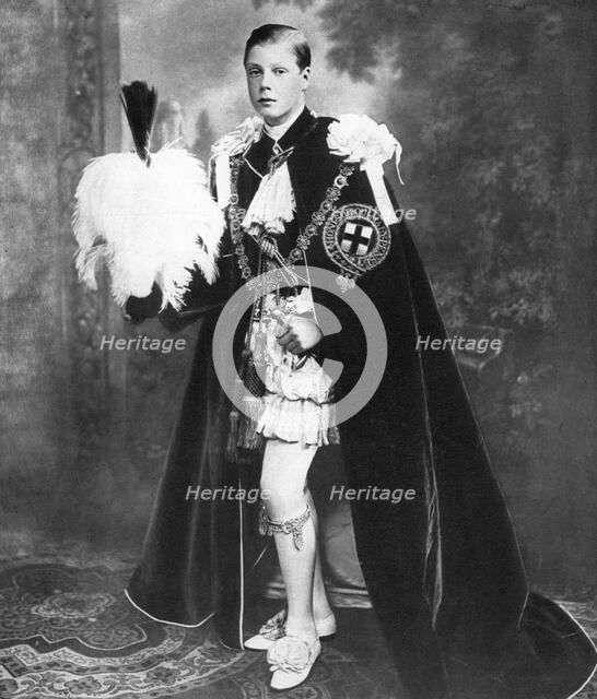 Edward, Prince of Wales as a Knight of the Garter, early 20th century. Artist: Unknown