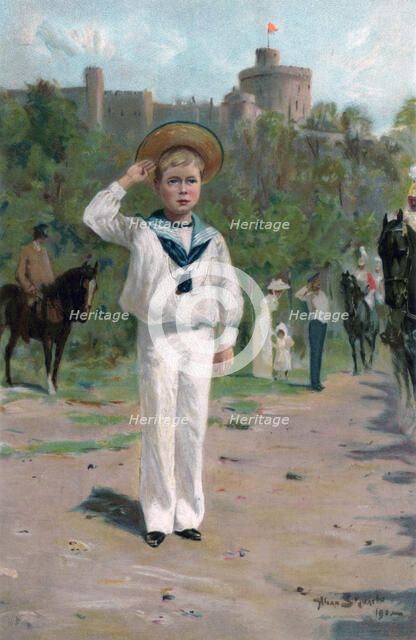 Edward, Prince of Wales, saluting the colours, 1902. Artist: Unknown