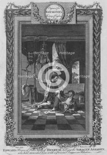 'Edward, Prince of Wales, Son of Henry III, killing the Saracen Assassin', c1787. Artist: Unknown.
