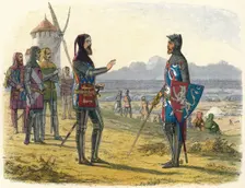 Edward refuses succour to his son at Crecy 1346 (1864). Creator: James William Edmund Doyle