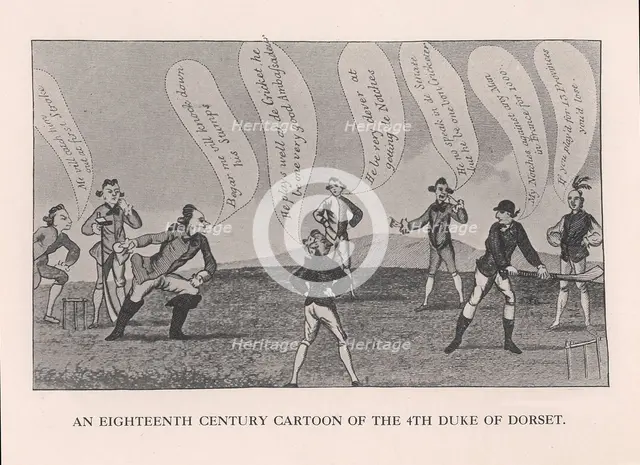 Edward Sackville (1591-1652), 4th Duke of Dorset, playing cricket, 18th century (1912). Artist: Unknown