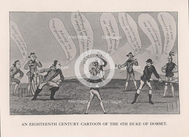 Edward Sackville (1591-1652), 4th Duke of Dorset, playing cricket, 18th century (1912). Artist: Unknown