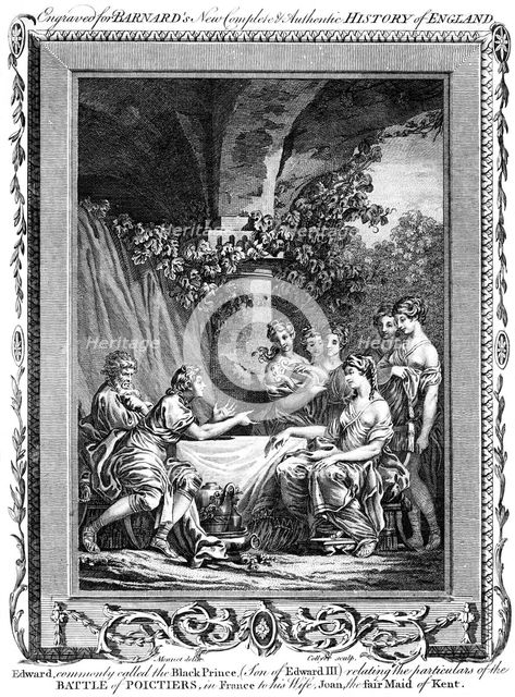 Edward, the Black Prince, relating the particulars of the Battle of Poictiers, 19th century.Artist: J Collyer