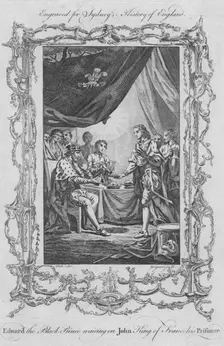 Edward the Black Prince waiting on John King of France his Prisoner 1773. Creator: Charles Grignion