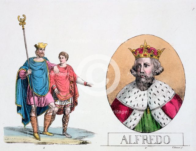 Edward the Confessor and Alfred the Great, English kings, 19th century. Creator: Unknown.