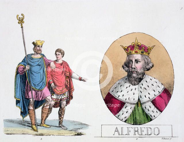 Edward the Confessor and Alfred the Great, English kings, 19th century. Artist: Unknown