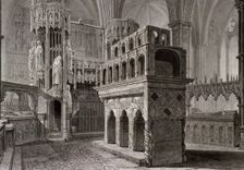 Edward the Confessor's mausoleum, in the king's chapel, Westminster Abbey, London, c1818. Artist: John Le Keux