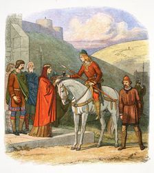 Edward the Martyr arriving at Corfe, Dorset, 978 (1864). Creator: James William Edmund Doyle