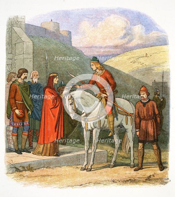 Edward the Martyr arriving at Corfe, Dorset, 978 (1864). Creator: James William Edmund Doyle.