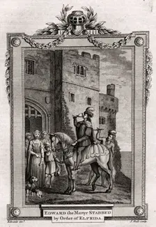 Edward the Martyr Stabbed by Order of Elfrida 978 AD, (1776). Artist: J Hall