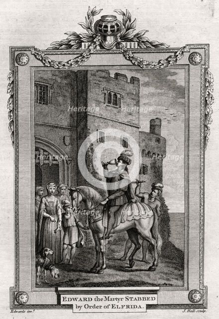 'Edward the Martyr Stabbed by Order of Elfrida', 978 AD, (1776). Artist: J Hall
