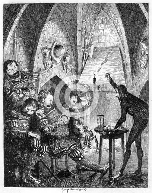 Edward Underhill the hot gospeller preaching to the giants in the by-ward or Gate Tower, 1840. Artist: George Cruikshank