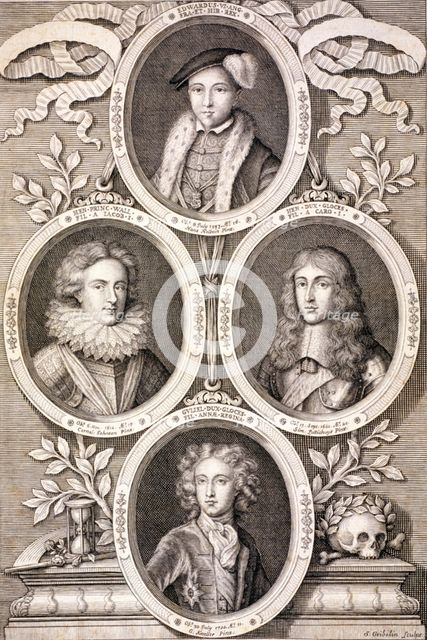 Edward VI, Henry and William, Dukes of Gloucester, and Henry, Prince of Wales, (c1700). Creator: Simon Gribelin.