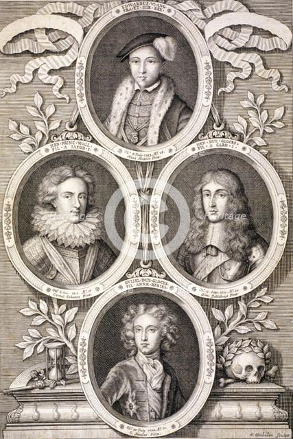 Edward VI, Henry and William, Dukes of Gloucester, and Henry, Prince of Wales, (c1700). Creator: Simon Gribelin.