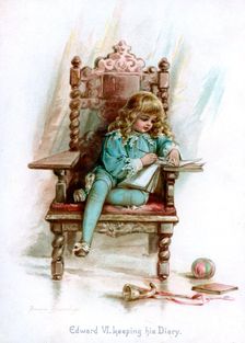 Edward VI, keeping his Diary 1897.Artist: Frances Brundage