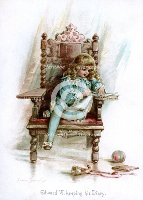 'Edward VI, keeping his Diary', 1897.Artist: Frances Brundage