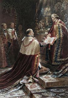 Edward VII taking the oath, 1902. Creator: Unknown