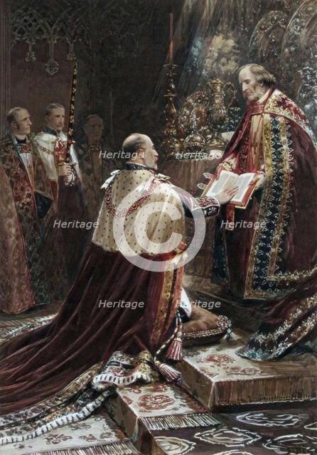 Edward VII taking the oath, 1902.  Creator: Unknown.