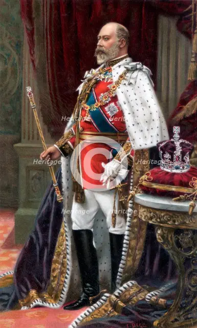 Edward VII in full coronation robes, 1902. Artist: Unknown