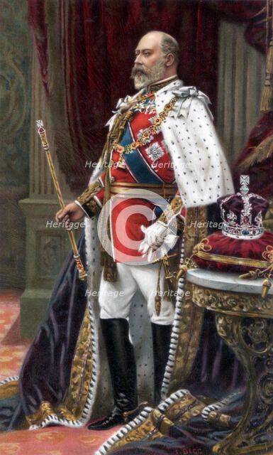 Edward VII in full coronation robes, 1902. Artist: Unknown