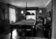 Edwardian room with snooker table, 1909