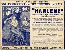 Edwards Harlene hair dressing, 1890s