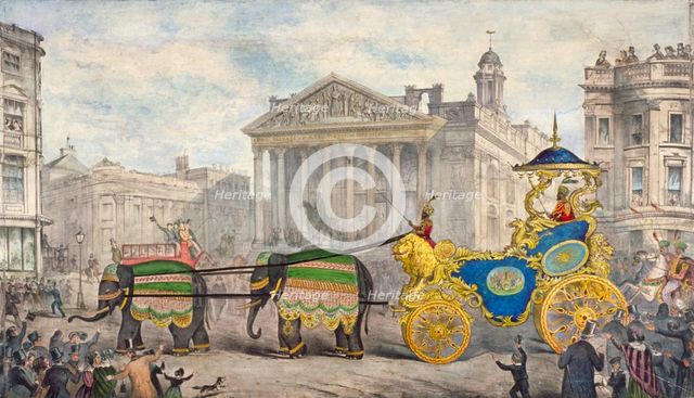 Edwin Hughes passing the Royal Exchange, City of London, 1847. Artist: Anon