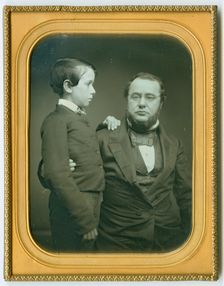 Edwin McMasters Stanton, seated, with his son Edwin Lamson Stanton, between 1852 and 1855. Creator: Unknown