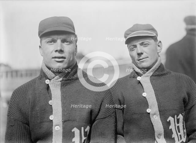 Eddie Ainsmith, Clyde Milan, Washington Al, at University of Virginia, Charlottesville, c1912-1915. Creator: Harris & Ewing.