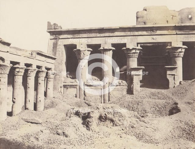 Edfou (Apollonopolis Magna), Galerie Latérale de la Cour et Pronaos, 1851-52, printed 1853-54. Creator: Félix Teynard.