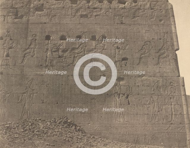 Edfu-Sculptures and Inscriptions on Oriental Face, 1854. Creator: John Beasley Greene.