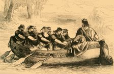 Edgar the Pacific being rowed down the River Dee by Eight Tributary Princes c1890. Creator: Unknown