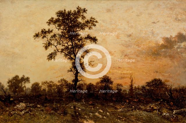 Edge of the Forest, Sun Setting, between c1845 and c1846. Creator: Theodore Rousseau.