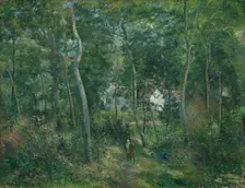 Edge of the Woods Near LHermitage, Pontoise, 1879. Creator: Camille Pissarro (French, 1830-1903)