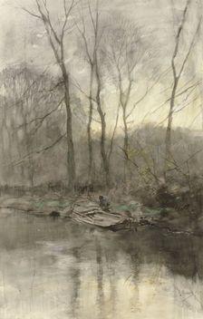 Edge of a forest on the water, 1848-1888. Creator: Anton Mauve