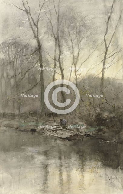 Edge of a forest on the water, 1848-1888. Creator: Anton Mauve.